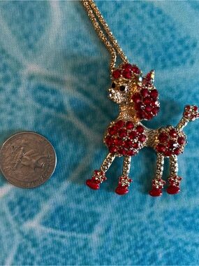Private Label Red Poodle Dog Pendant  Necklace-Fl1